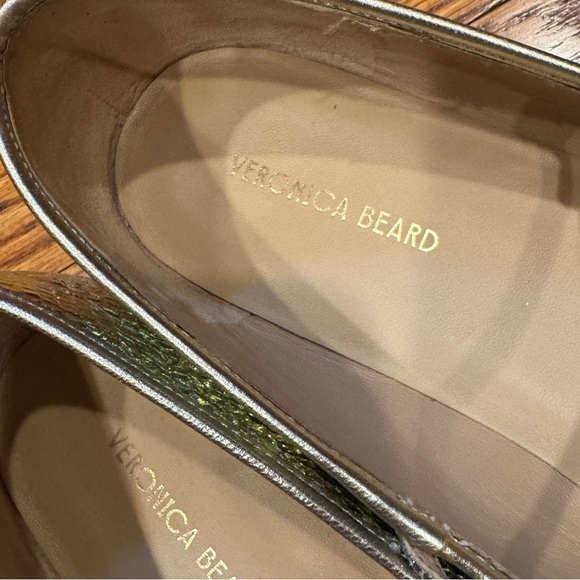 Veronica Beard Ellie Metallic Maryjane Ballet Flat in Platinum Gold Size 9 EUC - Picture 8 of 11